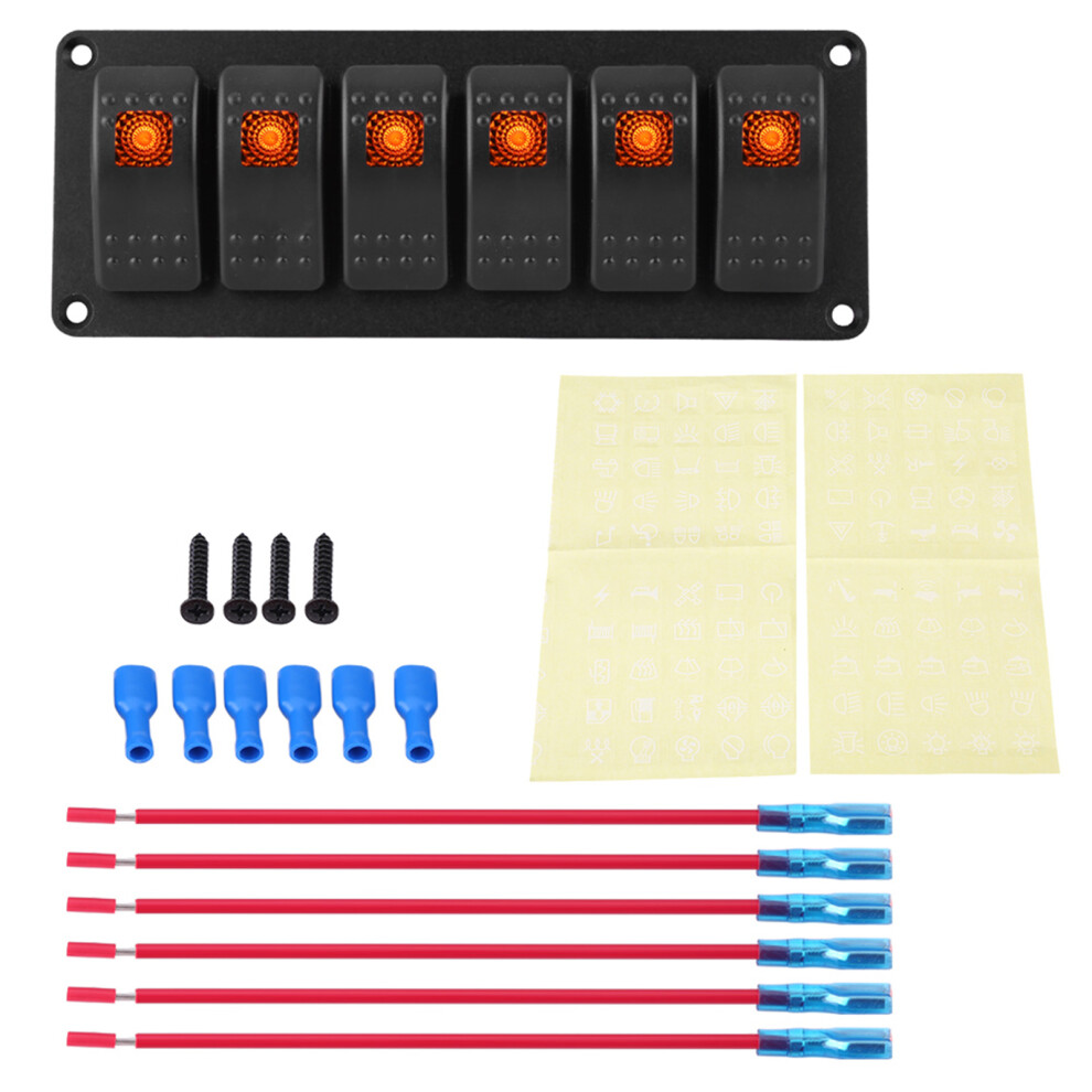 12-24V 6 Gang Rocker Switch Panel For Car Rv Boat 8320539696010