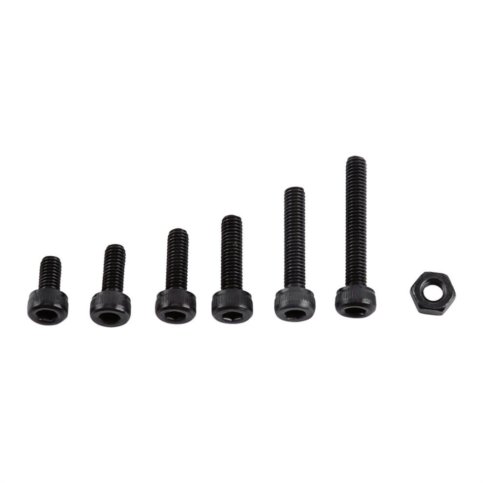 250Pcs M3 Alloy Steel Hex Socket Screws Bolt Black