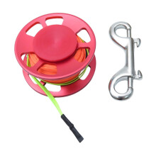 Scuba Diving Reel Diving Spool 50m with Double Ended Bolt Snap Clip for Underwater Safety, Red Color
