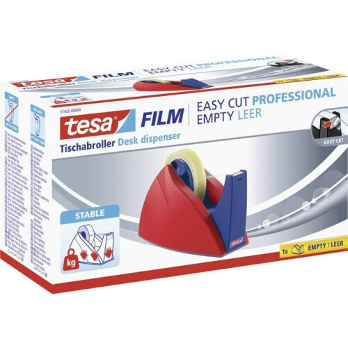 Dispenser per scotch 66m:25mm, rosso blu - Tesa 57422-00000-01 Easy Cut 1