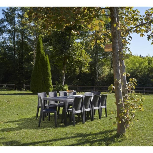 QUEEN garden dining table rattan effect - Anthracite - 220 x 90 x 72 cm 2