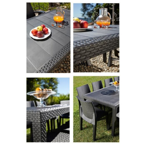 QUEEN garden dining table rattan effect - Anthracite - 220 x 90 x 72 cm 1