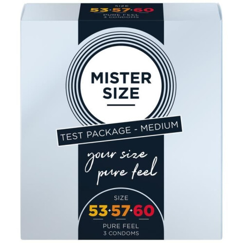 MISTER SIZE - SAMPLE PACK CONDOMS SIZE 53-57-60 MM (3 UNITS)