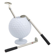 Golfball-Schreibfederhalter mit 3 Cue-Stiften – Mini-Desktop-Golf-Souvenir-Set für den Schreibtisch