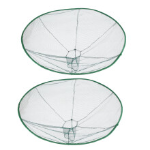 Sets aus 2 runden Garnelennetzen, 80 cm hoch, mit verstärktem Nylonmesh, faltbarer Käfig