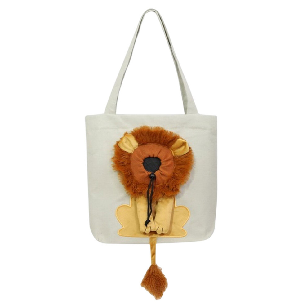 (Light gray, S) Pet Carrier Lion Cat Dog Retractable Travel Handbag with Safety-image-OPC-PK9NFYP-NEW