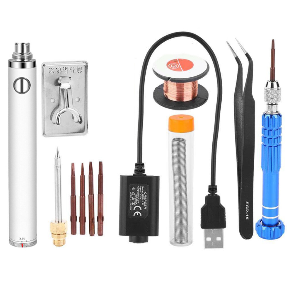 (White) Electric Soldering Iron Rechargeable Welding Pen Heater Tweezers 9338536214488