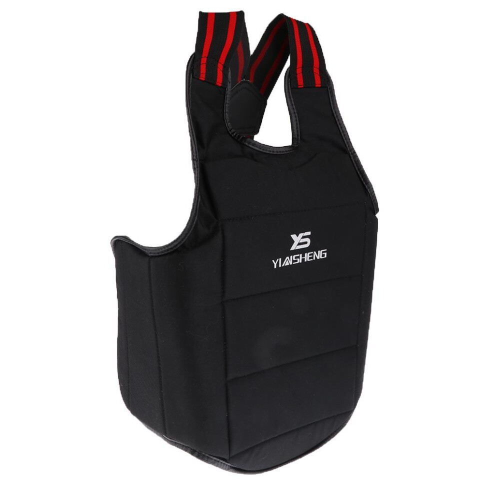 (Black, M) Premium Unisex Karate Chest Guard Taekwondo Martial Art Body Protector