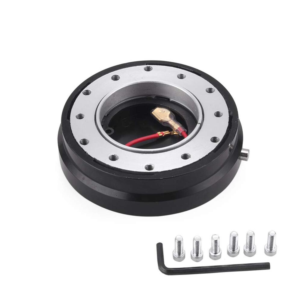 Universal Steering Wheel Quick Release Hub Adapter Kit 6 Hole Thin Design Snap Off Boss Compatible With Most Models Black 6038364027092