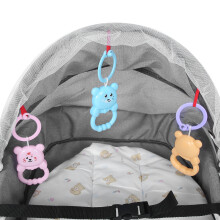 Faltbarer Baby-Lounger mit Mückennetz, Grau, 80 cm Bettgröße