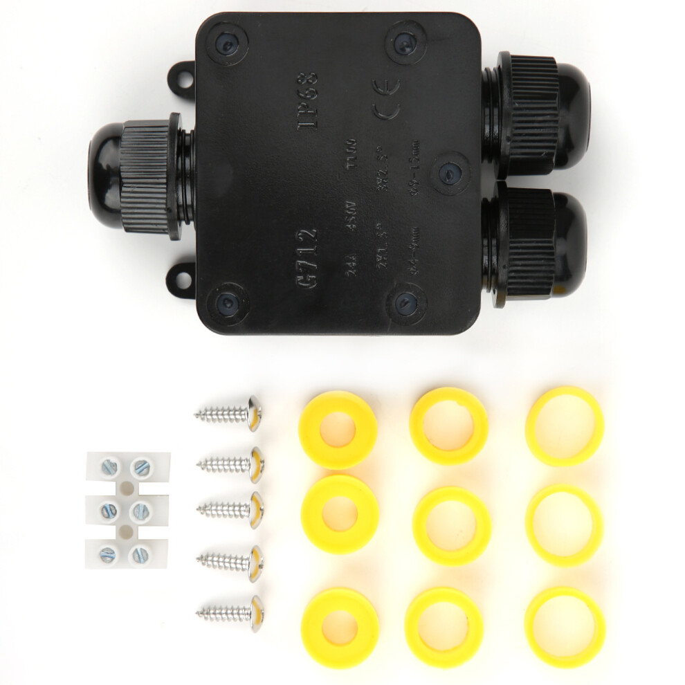 Waterproof Junction Terminal Box Black 3 Way Y