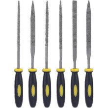 Set Of 6 Wooden Needle Files And Rasps with Soft Rubberized Handle with Different Shapes And Sizes for Carving On Wood
