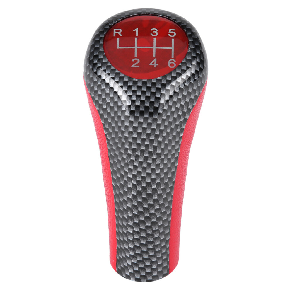 &Carbon Fiber 6 Speed Gear Shift Knob Head For Red 8320539703565