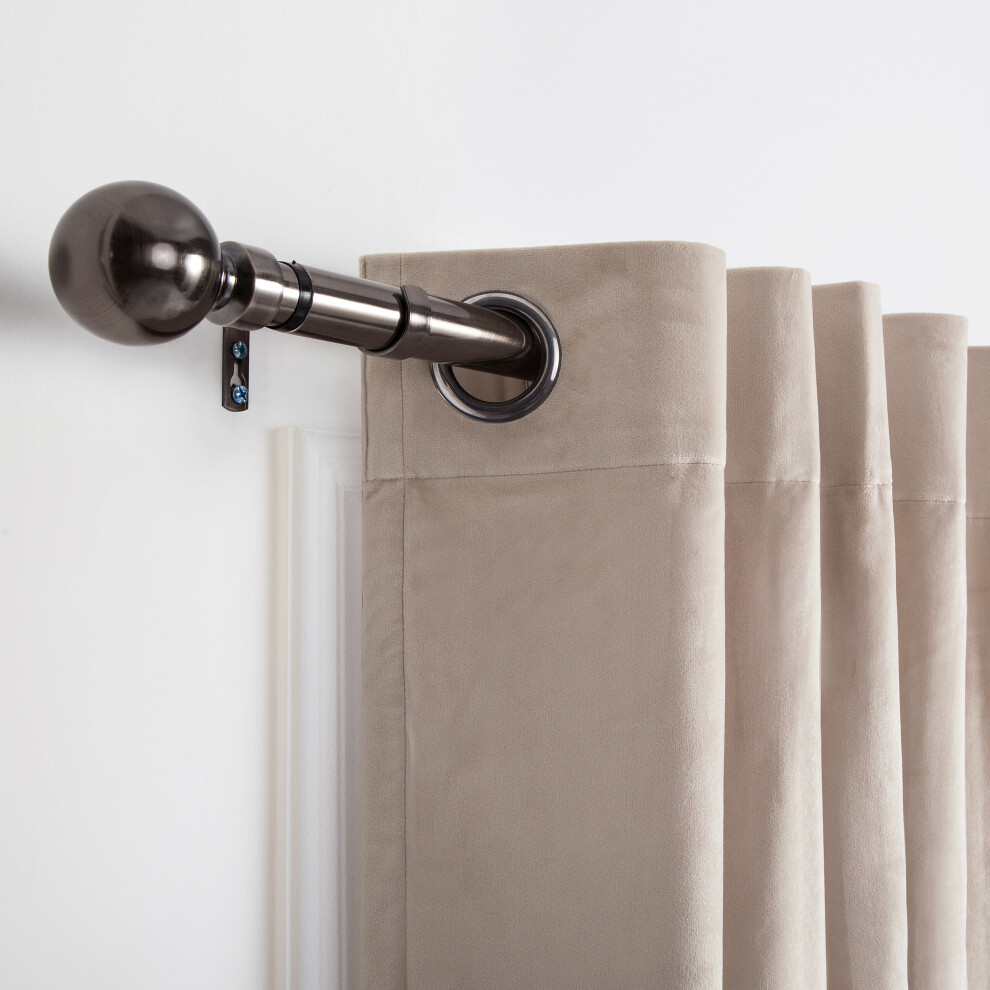 (120-210cm (48" - 83" In), Black Nickel) Plain Metal Ball Curtain Pole 28mm - Extendable Curtain Rod with Rings & Bracket Set-image-OPC-PK9NPCK-NEW