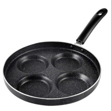 4 Cup Egg Skillet, Mini Aluminum Alloy Non-Stick Breakfast Pan, Portable Black Cooker for Home and Kitchen