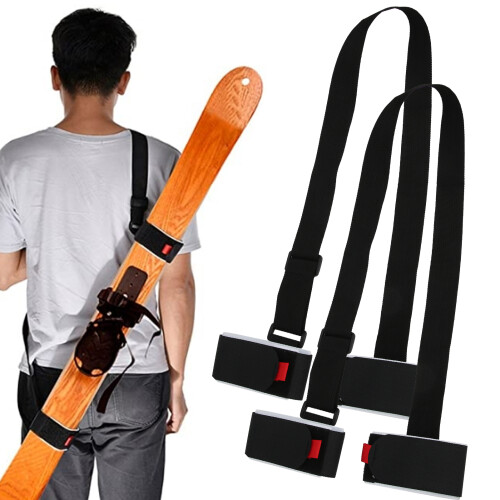 2Pcs Snowboard Shoulder Straps | Adjustable EVA Nylon Belt 110cm Black