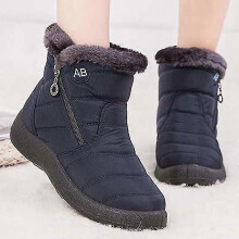 Jianghuo Women Boots Snow Flat Ladies Shoes Waterproof Women Shoes Zipper Boots for Women Comfortable Fur Botas Winter Woman Boots
