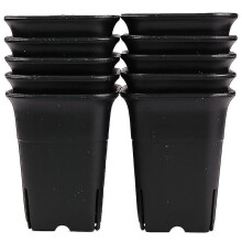 12pcs-pack Black Square Plastic Succulent Plant Pot for Plant Flowers Cactus, Etc., Black Nursery F-YUHAO