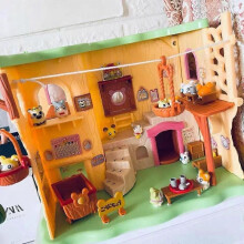 New Cute Japan Anime Hamtaro Bijou Basement Hamster House Series Figure Model Toys with 12 Pcs Doll Watch