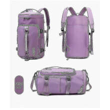 (Light purple) Waterproof Gym Fitness Bag Outdoor Backpack Women Travel Backpack Shoe Sport Student  Backpack Fashion Casual Backbags