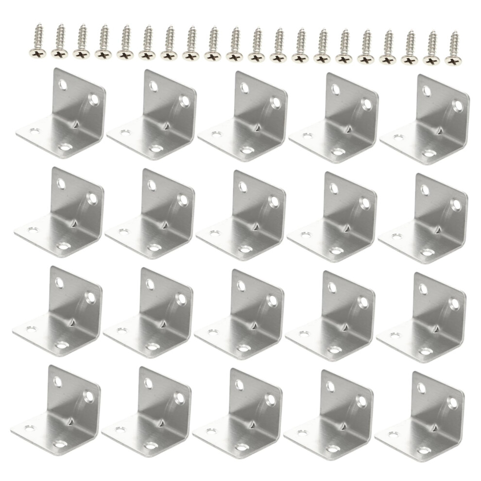 20Pcs Heavy Duty Stainless Steel Right Angle Brackets For Shelf Support, Corner Connectors With Screws, 90 Degree L Bracket 6038364028761