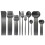 (Black 1) 30pcs Matte Gold Cutlery Set Stainless Steel Dinnerware Knife Dessert Fork Spoon Dinner Silverware Kitchen Party Tableware Set 1