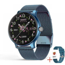 (Blue) Smart watch fashion women's watch waterproof sports watch compatible with Android IOS