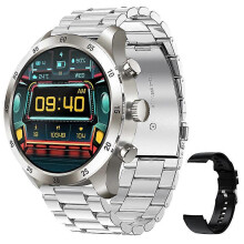 (Silver) Men's Bluetooth call smart watch full touch screen waterproof compatible with Android IOS