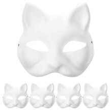5pcs Blank  Cat Masks Kindergarten Costume Cosplay Mask Unpainted Cat Masks-dwdz