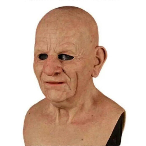 (D) Halloween Cosplay Bald Old Man Mask