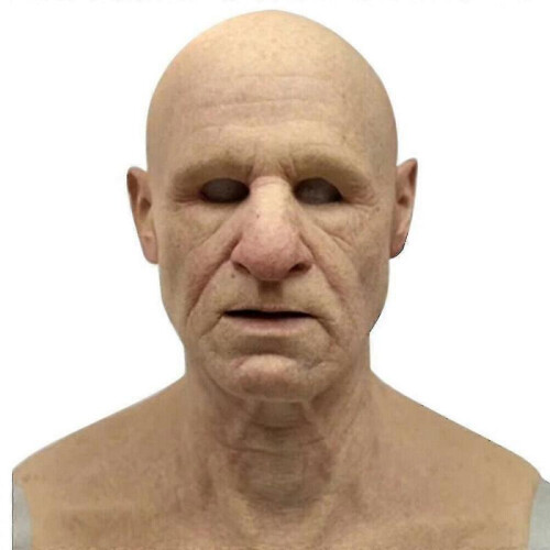 (B) Halloween Cosplay Bald Old Man Mask