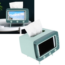 Desktop-Tablettuch und Handyhalter im Retro-Fernseh-Design, passend für die meisten Tücher