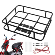 Food Delivery Box Rack, Waterproof Metal Front Rack, Adjustable Rear Basket for Cycling & Delivery (Large 45/35) with Strap