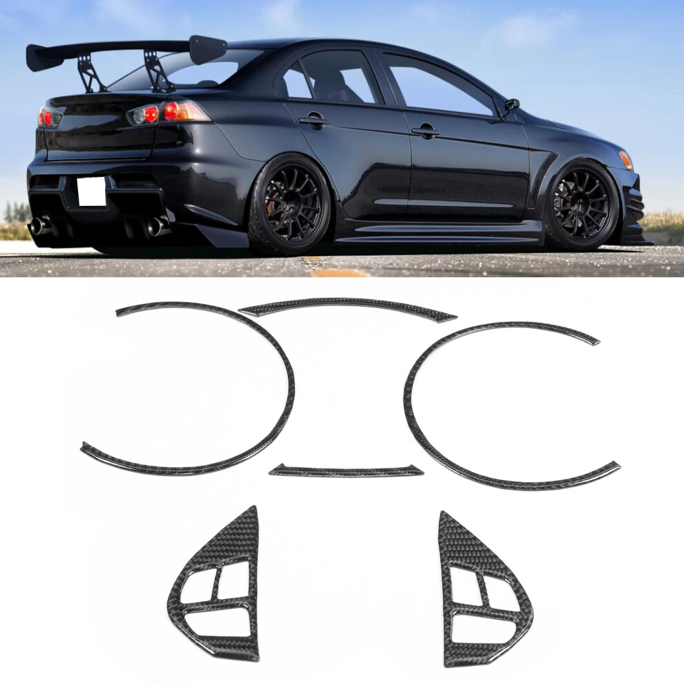 6Pcs Carbon Fiber Speedometer & Steering Button Trim Fit For Mitsubishi Lancer 2008-2016 7901346163868