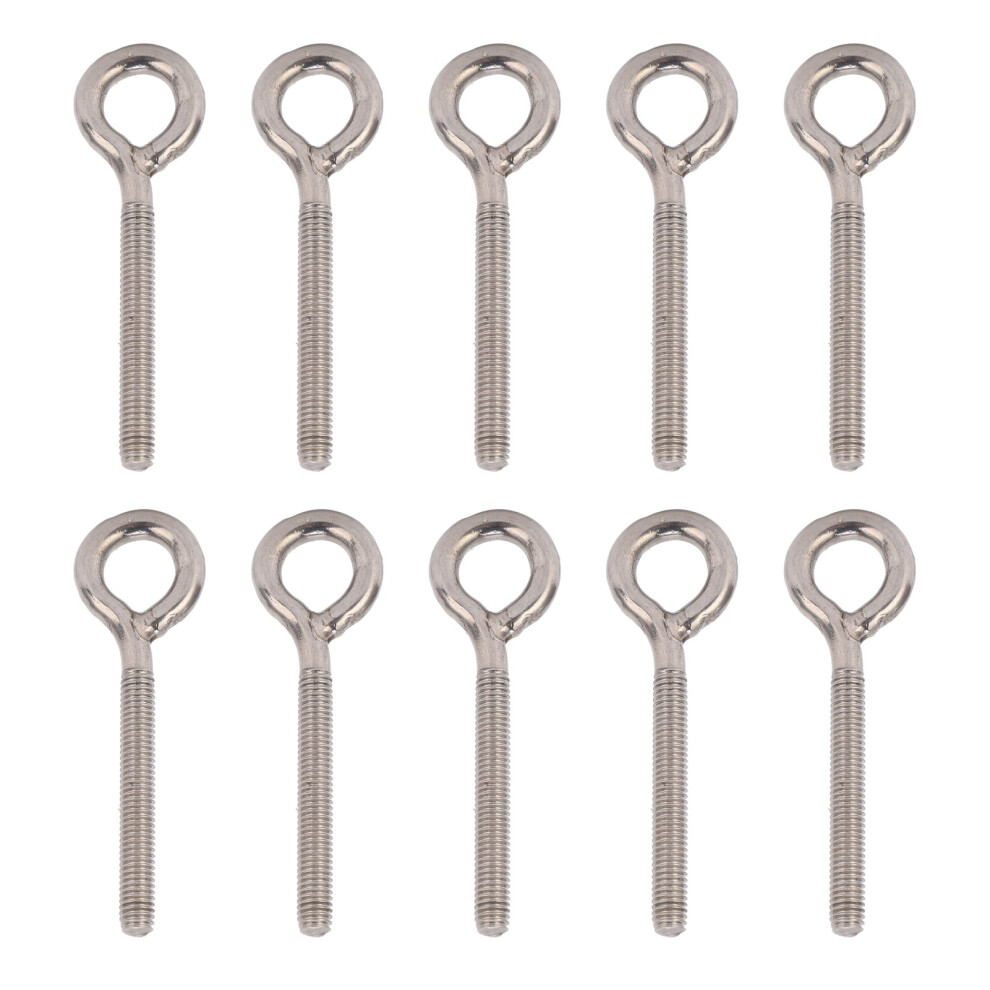 10Pcs Lifting Eye Bolts 304 Stainless Steel Silver