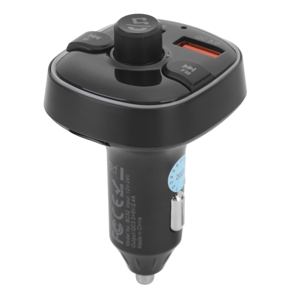 Bluetooth 5.0 Fm Transmitter Mp3 Player Dual Usb Rgb Bc52 Light/Black 4941346164659