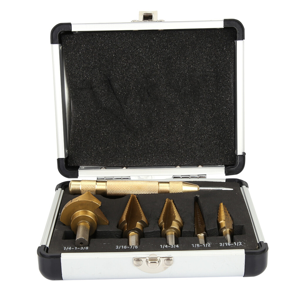 6pcs 1 Box HSS Titanium Plating Step Drill Bit Set
