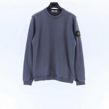 (S, Wu Lan 604) Classic Stone Correct Version Solid Color Round-Neck Long-Sleeve Unisex Sweater with Badge - Island Couple Style Clothing