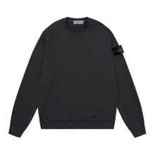 (2XL, Dark Gray 604) Classic Stone Correct Version Solid Color Round-Neck Long-Sleeve Unisex Sweater with Badge - Island Couple Style Clothing