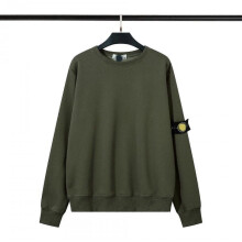 (S, 847) Classic Stone Correct Version Solid Color Round-Neck Long-Sleeve Unisex Sweater with Badge - Island Couple Style Clothing
