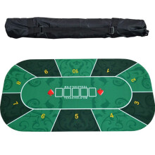 Poker Mat for 10 Players, Foldable Rubber Poker Table Top, 1.2x0.6m Green, Ideal for Blackjack and Texas Hold'em