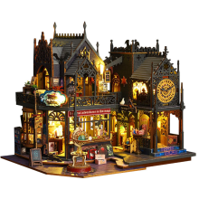 DIY Miniature Dollhouse Kit with LED Lights, 3D Wooden Book Nook Model Craft Set, Furniture & Decor Gift for Adults Teens (1:24 Magic City)