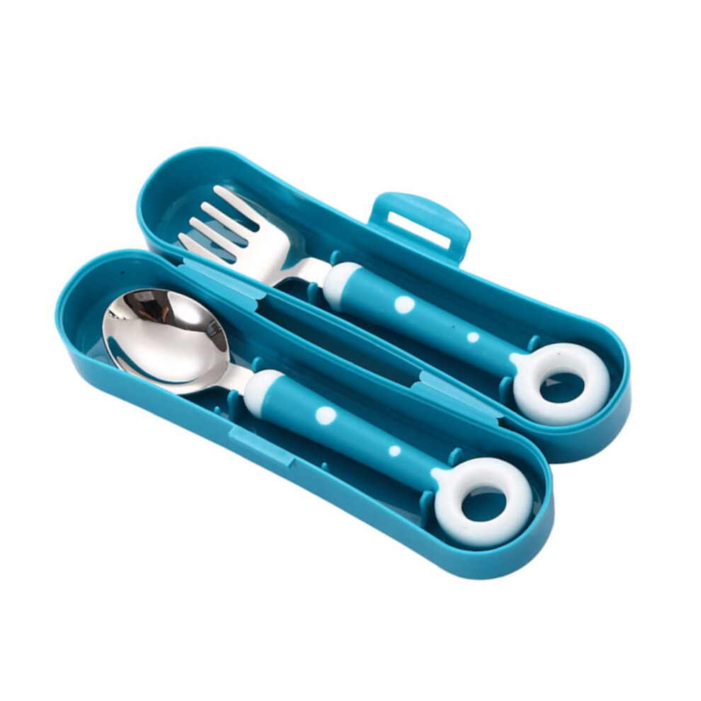Stainless Steel Cutlery Set For Kids - Ergonomic Spoon And Fork For Easy Grasp, Durable Weaning Tableware, Color Green