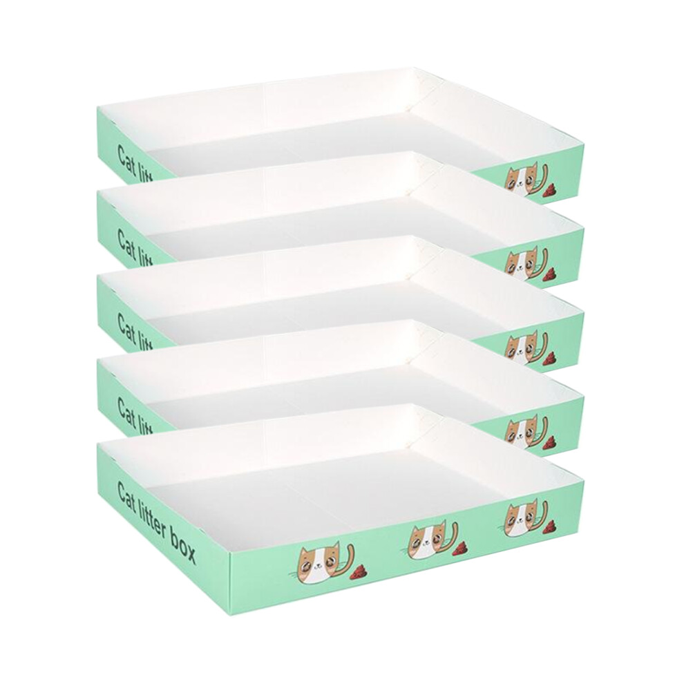(Green, 35x255x5CM) 5pcs/set Travel Litter Tray For Cats Portable And Waterproof