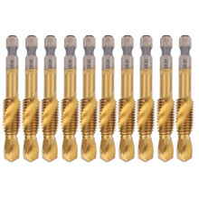 10Pcs M10 Ti Coated HSS Tap Bits, 8.5mm, 1.5mm Pitch