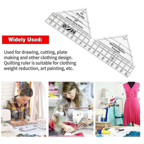 Compatible With90 Degree Double Strip Ruler Quarter Square Cutting Guide (18 Inch) 2