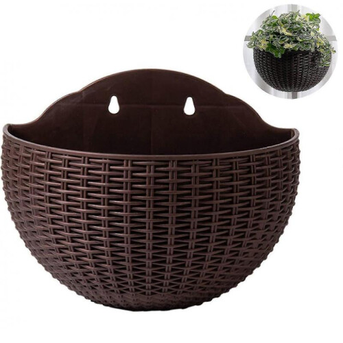 Hanging Planters Wall Mounted Flower Pot with 2 Hooks Plastic Flower 2