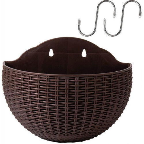 Hanging Planters Wall Mounted Flower Pot with 2 Hooks Plastic Flower