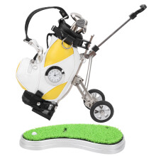 Mini-Zinklegierungs-Golf-Stift-Halter mit Rasenbasis Uhr, 13x8x5cm