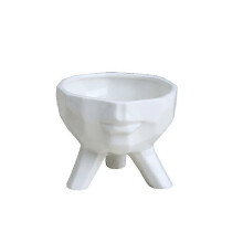 Creative Flowerpot Simulated Half Face Ceramic Basin Succulent Plant Potted Acessories for Home Ornament Landscape Supplies (white, Large Size)